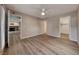 Bedroom with wood-look flooring and ample closet space at 701 Capri Dr # 16B, Boulder City, NV 89005