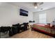 Bedroom with a ceiling fan and a window for plenty of natural light at 8354 Woodland Prairie Ave, Las Vegas, NV 89129