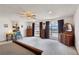 Spacious main bedroom featuring a ceiling fan and windows with amazing views at 879 Judi Pl, Boulder City, NV 89005