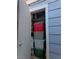 Outdoor storage closet with shelves featuring ample storage space for tools and seasonal items at , Las Vegas, NV 89122
