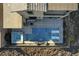 Aerial view of the backyard pool and patio area with outdoor seating at 1968 Regal Bluff Dr, Henderson, NV 89052