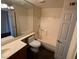 Clean bathroom featuring a combined shower-tub and spacious vanity at 2966 Juniper Hills Blvd # 102, Las Vegas, NV 89142