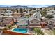 A view showing a home's location within the surrounding neighborhood and majestic mountain backdrop at 429 Sunburst Dr, Henderson, NV 89002