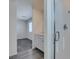 Bathroom with shower and modern vanity at 4790 Equinox Sky Ave # 2, North Las Vegas, NV 89084
