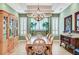 Chandelier illuminates the formal dining area with a decorative table set for a elegant dinner at 4936 Mountain Foliage Dr, Las Vegas, NV 89148