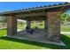 Outdoor picnic pavilion with stone columns and seating area in a community green space at 640 Hayborn Meadows St, Las Vegas, NV 89138