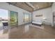Bedroom features city views from windows and balcony and a minimalist aesthetic at 900 Las Vegas Blvd # 903, Las Vegas, NV 89101