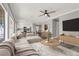 Open floor plan with a sofa, tv and decor at 1109 Pincay Dr, Henderson, NV 89015