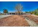 Single-story home highlighting the meticulously maintained landscaping, a brick pathway, and a three-car garage at 1131 China St, Pahrump, NV 89048