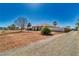 Well-situated single-story home with desert landscaping offering a serene view, complemented by mature trees and a spacious lot at 1131 China St, Pahrump, NV 89048