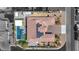 Aerial view showcasing the home's layout, pool, solar panels, and outdoor living space in the backyard at 274 Chartan Ave, Las Vegas, NV 89183