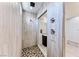 Walk-in shower features upscale shower head and tile design at 1012 Terron Allen Ave, North Las Vegas, NV 89031
