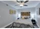 Bedroom featuring a ceiling fan, stylish decor, and a serene atmosphere at 1701 E Katie Ave # 51, Las Vegas, NV 89119