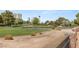 Scenic backyard view overlooking the green golf course with a lake, with the Las Vegas skyline in the background at 3207 Bel Air Dr, Las Vegas, NV 89109