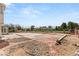 Backyard under construction, showing pool, perimeter, and brick features at 3207 Bel Air Dr, Las Vegas, NV 89109