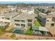 Aerial view of property showcasing the pool, outdoor patio, and views of the Las Vegas cityscape at 5231 Iron River Ct, Las Vegas, NV 89135