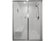 Contemporary walk-in shower with subway tile, built-in bench, and rainfall showerhead at 6144 Rathbone St, Las Vegas, NV 89166