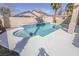 Inviting backyard pool with a spa, surrounded by decorative tile and a covered patio at 6586 Mount Roy Ln, Las Vegas, NV 89156