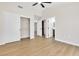 Bright bedroom features wood floors, ceiling fan, closet and ensuite bathroom entrance at , Las Vegas, NV 89134
