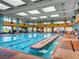 Bright indoor swimming pool with marked lanes and large windows for natural light and outdoor views at 2116 Burtonsville Dr, Henderson, NV 89044