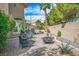 Cozy backyard featuring a fire pit and outdoor seating, perfect for enjoying peaceful evenings at 4574 Sheri Lyn Ct, Las Vegas, NV 89121