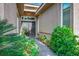 Inviting front entrance with a double door, well-maintained landscaping, and natural light, creating curb appeal at 4574 Sheri Lyn Ct, Las Vegas, NV 89121