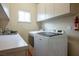 Bright laundry room with modern washer and dryer, sink, and storage cabinets at 4574 Sheri Lyn Ct, Las Vegas, NV 89121