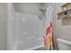 Shower tub with clean white subway tile and a modern showerhead at 7712 Bandon Cliffs St, North Las Vegas, NV 89084