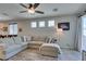 Open living room with a large sectional sofa, backyard access, and modern finishes that make the space welcoming at 7712 Bandon Cliffs St, North Las Vegas, NV 89084
