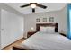 Comfortable bedroom with a queen bed and closet space at 7950 W Flamingo Rd # 1044, Las Vegas, NV 89147