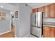 This well-organized kitchen features stainless steel appliances and bright cabinetry at 7950 W Flamingo Rd # 1044, Las Vegas, NV 89147