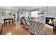Bright and airy living space features a modern fireplace, comfortable seating, and dining area at 7950 W Flamingo Rd # 1044, Las Vegas, NV 89147