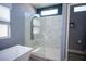 Contemporary bathroom with sleek glass shower and modern fixtures, offering spa-like experience at 120 Chartan Ave, Las Vegas, NV 89183