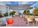 A rooftop terrace with a pergola providing shade for outdoor furniture, offering a serene relaxation area at 150 Las Vegas Blvd # 918, Las Vegas, NV 89101