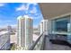 Expansive balcony with breathtaking city views, creating a serene and luxurious outdoor retreat high above the skyline at 2877 Paradise Rd # 2704, Las Vegas, NV 89109