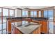 Contemporary kitchen island with granite countertops, modern appliances, and city views at 2877 Paradise Rd # 2704, Las Vegas, NV 89109