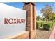 Roxbury Community sign with landscaping and trees at 7364 N Decatur Blvd # 4, Las Vegas, NV 89131