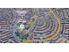 Aerial view of neighborhood with a park, school, and homes close together at 193 Elder View Dr, Las Vegas, NV 89138