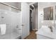 Modern bathroom showcasing a glass-enclosed shower and sleek vanity at 193 Elder View Dr, Las Vegas, NV 89138