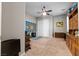 Spacious bedroom with neutral paint, ceiling fan, and large closet at 193 Elder View Dr, Las Vegas, NV 89138