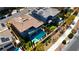 Aerial view showcasing a backyard pool, spa, and well-manicured landscaping for outdoor enjoyment at 193 Elder View Dr, Las Vegas, NV 89138