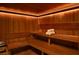 Wood sauna with built in benches and overhead lighting, complete with towels at 2000 Fashion Show Dr # 5300, Las Vegas, NV 89109