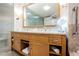 Bathroom featuring double sink vanity with plenty of storage space for toiletries and towels at 2000 N Fashion Show Dr # 4302, Las Vegas, NV 89109