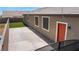 Aerial angle features a turf lawn, hardscape, backyard gate and exterior door at 2091 Hunt Woods Ct, Laughlin, NV 89029