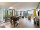 Modern living space with floor-to-ceiling windows and city views, and a bar table with chairs at 3722 Las Vegas Blvd # 1908, Las Vegas, NV 89158