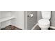 Neutral half bathroom with toilet and shelves provides a blank canvas at 9050 W Tropicana Ave # 1009, Las Vegas, NV 89147
