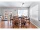 Dining area featuring wood flooring, modern table set, and natural light at 1010 Armillaria St, Henderson, NV 89011