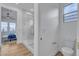 Bright bathroom with a glass shower and a separate toilet room for added privacy at 154 Nine Mile Creek Dr, Las Vegas, NV 89138