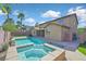 Backyard oasis featuring a sparkling pool and spa, perfect for relaxation and entertaining near desert landscaping at 24 Painted View St, Henderson, NV 89012