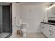 Modern bathroom featuring a sleek walk-in shower and contemporary vanity at 2685 S Tenaya Way, Las Vegas, NV 89117